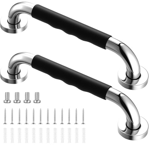 2 Pz Barra di Sostegno per Bagnos, 30cm Maniglione Bagno Disabili, Maniglioni Bagno per Anziani, Maniglia da Bagnos in Acciaio Inox Antiscivolo,Maniglione Doccia Maniglia Doccia Anziani Vasca