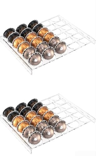 Vassoio portaoggetti per capsule di caffè, può contenere 30 capsule di caffè in acrilico, per organizzare le capsule di caffè in modo facile e ordinato (2 pezzi)