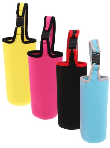 Veemoon Porte-Bouteille Isotherme 30 Oz en Néoprène avec Poignée et Bandoulière, Lot de 4 Housses Protectrices Colorées pour Randonnée et Sport en Plein Air