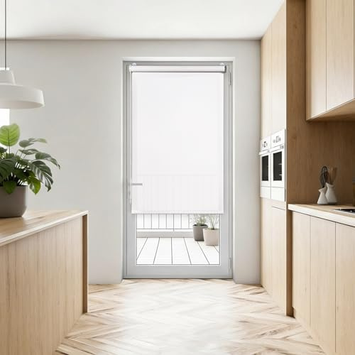 Tende a rullo per interni Screen Premium Klemmfix Senza forare finiture in Alluminio Protezione dai raggi UV, isolamento termico, colore Bianco 80x250 cm (Larghezza x Altezza) STORESDECO