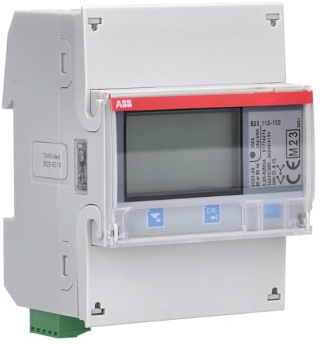 ABB B23 112-100 Drehstromzähler - Stahl 3-Phasig 5A Modbus RS485 | MID-konform Klasse B, Direktmessung bis 65A, RS485 Modbus RTU & S0-Ausgang, 4-TE 2CMA100164R1000