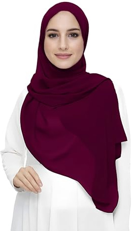 Lina & Lily Damen Muslim Premium Chiffon Hijab Kopftuch Schal aus Leicht Stoff (Weinrot)