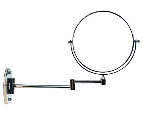 TUKA Specchio a parete da Trucco ø 20 cm, Ingranditori 5X, Vera Metallo Cromato, Doppio Faccia Pieghevole Specchio cosmetico, Specchio da Bagno per Trucco e Rasatura, cromato, TKD3107-5x