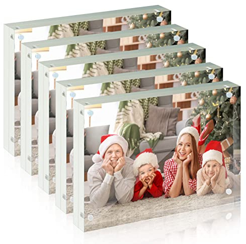 Syntrific 5x7 Acrylic Photo Frame 5Pack Premium Acrylic Photo Frame Magnetic Picture Frames Clear
