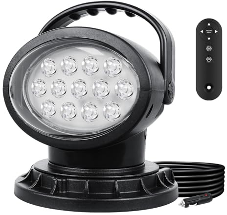 AUXTINGS Faretto a LED da 40W Luce di ricerca a Led 360 Luce da lavoro con telecomando rotante con base magnetica per barca Protezione sicurezza domestica Illuminazione di emergenza Giardino da campo