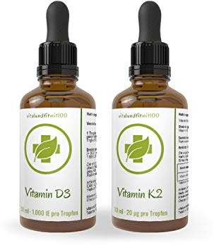 Vitamin D3 50 ml + Vitamin K2 50 ml - hohe Bioverfügbarkeit - Ohne den Einsatz von künstlichen Chemikalien und Zusatzstoffen