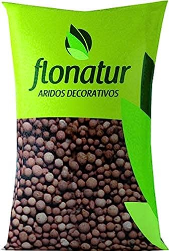 Flornatur Arlita Expandida para Plantas | Bolitas para Macetas y Jardines| Arlita para Drenaje | Forma de Bolas | Tierra Húmeda para Suelo | Saco 20L
