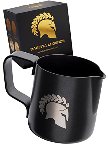 Barista Legends Latte Macchiato Kronos - Caraffa per caffè espresso in acciaio INOX per versare espresso per perfetti strati di schiuma di latte (nero, 100 ml)