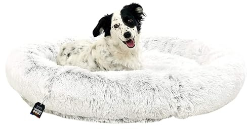 One PETS-TOP XXL Hundebett für große Hunde – Extra weiches Donut-Kuschelbett mit abnehmbarem, waschbarem Bezug | Orthopädischer Liegeplatz für ruhigen Schlaf & Entspannung (130x130x21 cm)