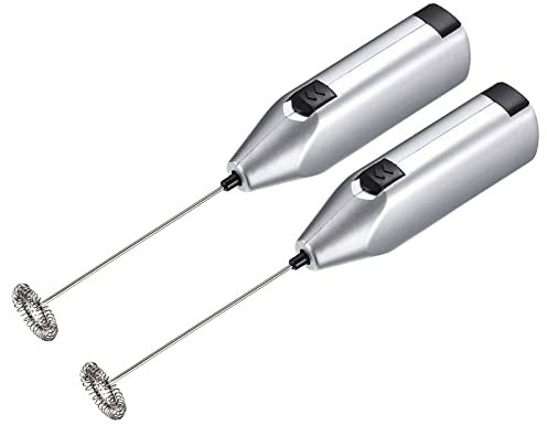 sourcing map Electric Tumbler Stirrer, Handheld Mini Mixer Battery Operated Stirring Mixing Silver for DIY Glitter Tumbler Cup, Pack of 2