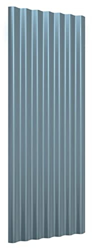 Susany 12 STK. Dachpaneele Dachpfannen Profilblech Trapezblech Dachblech Stahlblech Trapezbleche Dachplatten Metallblech Dach Platten Wellplatten Pulverbeschichteter Stahl Grau 100x36 cm