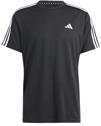 adidas Men's Train Essentials 3-Stripes Training Tee, Black/White, M