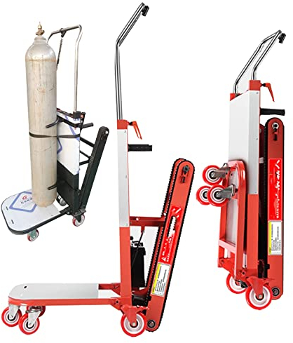 JUNIPI Elektrischer Treppensteiger-Handwagen, Raupen-Last-Treppensteiger (300Kg), 85-cm-VerläNgerungshalterung, Treppen Rauf/Runter (80 Stockwerke), BüRstenloser 250W Motor,Red