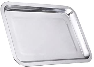 Edelstahl Grillschale 43x33 cm, Flach und Quadratisch, Silber | Edelstahl, Spülmaschinengeeignet, Glatte Kanten, Geeignet für Braten und Backen