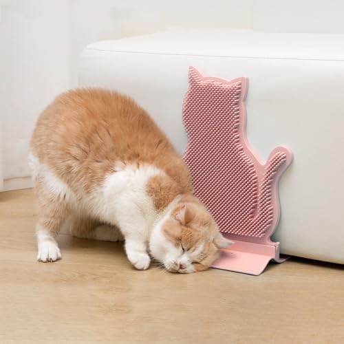 Katzenbürste PE Massagebürste mit Katzenminze Katze Selbstpflege Bürste Massagen Kitzeln Türbürste Juckreiz Werkzeug Katzenform Kammbürste Reibbürste Katze Kitzel-Spielzeug für Wand Tür Möbel Ecke