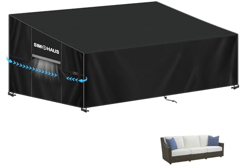 SIMPHAUS Abdeckplane Für Gartenbank Abdeckung 4 Sitzer Abdeckhülle Gartensofa Schutzhülle für Gartensofa 3 sitzer Schutzhülle Sofa Lounge Abdeckung Wasserdicht 420D Oxford Gewebe 235x85x81/61cm