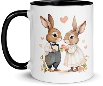 Chatcripant Mug Lapin 325 ml – Tasse Lapin Mignon & Humour – Mug Couple & Fun – Tasse Originale – Cadeau Femme Enfant – Café Thé Céramique (Couple de Lapins)
