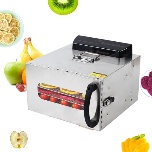 biniliubi Deshidratador alimentario deshidratador temporizador temperado deshidratador carne frutas setas comida deshidratador acero inoxidable bandejas eléctricas extraíbles carne