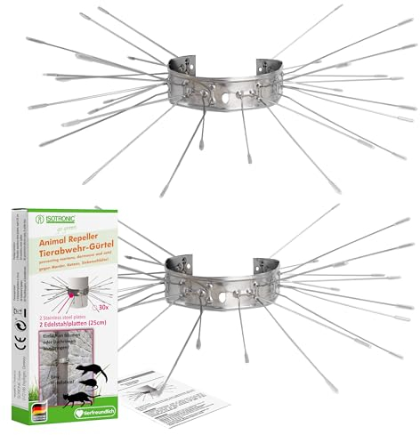 ISOTRONIC Marderabwehrgürtel 2er Set für Fallrohre I Marderabwehr aus Edelstahl für Haus Dachrinne und Baum - individuell anpassbare Marderabwehr (1)