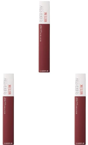 Maybelline New York Lippenstift, Super Stay Matte Ink, Flüssig, matt und langanhaltend, Nr. 50 Voyager, 5ml (Packung mit 3)