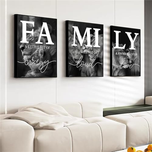 Löwe und Löwin Leinwand Bilder,NordicTier Poster Dekoration,Afrika Family Kunst Drucke für Schlafzimmer bild Wohnkultur Dekor Kein Rahmen. (Löwe C, 3 * 40x60cm)