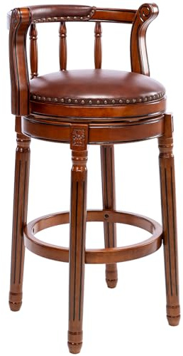 CozyRain Barhocker Modern Swivel Barstools,Küchentheke Echtes Leder gepolstert Insel Barhocker mit Fußstütze für Home Küche Esszimmer (Braun, Sitzhöhe 75cm)