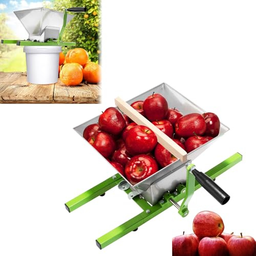 MAYTIIMO Presse-fruits manuel en acier inoxydable 7 l avec manivelle pour baies, jus de fruits, vins de fruits, jus de pomme, moulin à purée facile à nettoyer