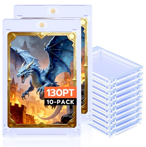 Tolesum 10PCS Magnetic Card Holder 130PT Sammelkarten Hüllen UV-Schutz Kunststoff Harte Kartenhüllen Halter Transparent Karten Sleeves für Yugioh,Magic, MTG, Sportkarten Sammlung