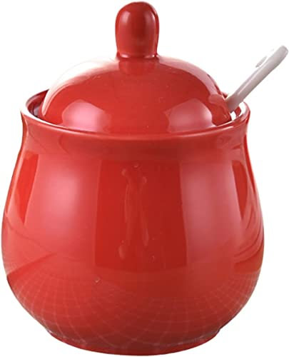 Elegante juego de azucarero y crema de cerámica roja con tapa, accesorios decorativos de cocina para café o té, jarra de leche y azucarera incluidos