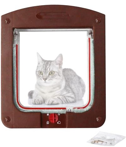 Katzenklappe Hundeklappe,Dünne Katzentür für Fenster,Katzenklappe Fenster,Haustiertüren und Schiebetür,Sicherheits-Haustiertür mit 4-Wege-Schloss,Hundetür Katzentür Haustierklappe,S