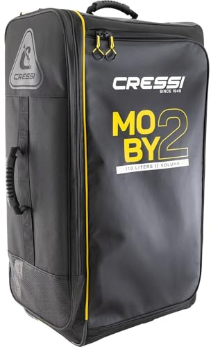 Cressi Moby 2 Trolley Bag Black/Yellow 110 L - Maleta Trolley Robusta y Espaciosa Ideal para Actividades Deportivas y Viajes, Negro/Amarillo, 110 L, Unisex