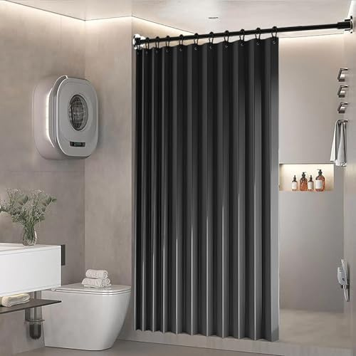 BOYOUTH Tenda da doccia pieghevole a fisarmonica pesante, in tessuto impermeabile, plissettata per la privacy, per bagno, vasca da bagno, spa, hotel, decorazione grigio scuro, 140 x 200 cm