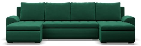 Mebligo - Ecksofa mit Schlaffunktion und 3 Bettkasten FORESTA 302x89x159 (BxHxT) Grün- Couch U Form, Sofa im Sitz: Wellenfeder + Schaumstoff, Sofas & Couches, Eckcouch