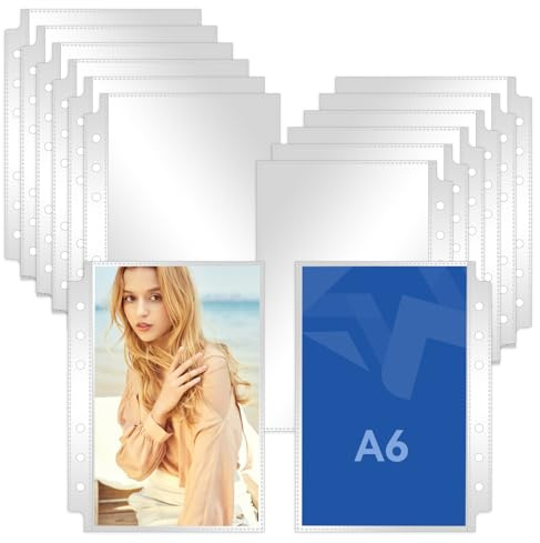 A6 wasserdichte Klarsichthüllen mit 6 Löchern für Fotos und Kreditkarten, A6 Klarsichthüllen aus Kunststoff für 6-Ring-Ordner
