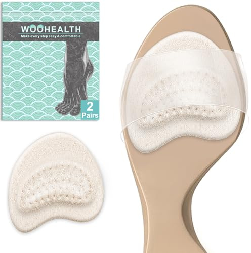 WOOHEALTH Metatarsal Foot Pads, Ball of Foot Pads (2 Pairs) for Morton's Neuroma, Callus, Metatarsalgia & Forefoot Pain Relief for Men & Women (Beige)