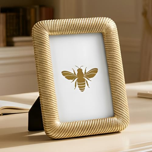 DN DECONATION Bilderrahmen 10x15 Gold – Vintage Glasbilderrahmen Fotorahmen | aus Resin für Tisch und Wand, Bilderrahmen Set Wohnkultur Hochzeit Dekoration