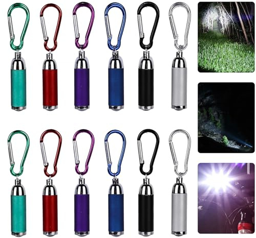 Mini lampe de poche LED - Mini lampe de poche pour enfants avec porte-clés, lampe de poche à main en aluminium coloré, petite lampe de poche pour enfants, étanche, pour camping, extérieur, randonnée