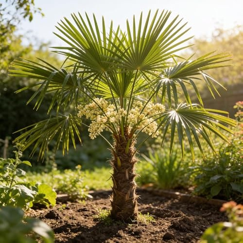 Palmier Chanvre Trachycarpus Fortunei 50/60 cm Pot 20cm - Plante En Pot - Floraison Mai à Juin Exposition - Hauteur 50/60 Cm - Exposition Soleil Sol