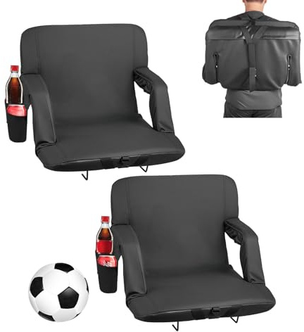 VEVOR Stadiumsäte, 6 justerbara vinklar bred blekande stol, 2,9 tum kudde vadderad stadion sits med armstöd och ryggstöd, stadion stol med krok mugghållare för picknick, strandsport och spel