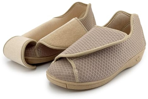 STRAPPO SOFT Chaussons Femme À Scratch Grande Ouverture Antidérapants Confort Orthopédiques Grande Largeur Pour Pieds Gonflés Pieds Sensibles Diabétique Usage Maison