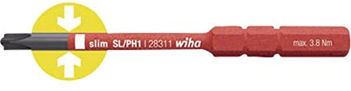 Wiha Bit slimbit elektrisk PlusMinus/Pozidriv (34589) SL/PZ1 x 75 mm för djupa skruvar, allround för elektriker