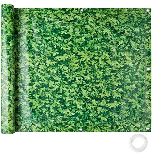 tectake® Rivestimento Schermante Balcone, Telo Frangivista, Ombreggiante con Occhielli Rinforzati, Cordoncino Antistrappo, Resistente alle Intemperie, Idrorepellente - 0,9 x 6 m, Effetto Pietra