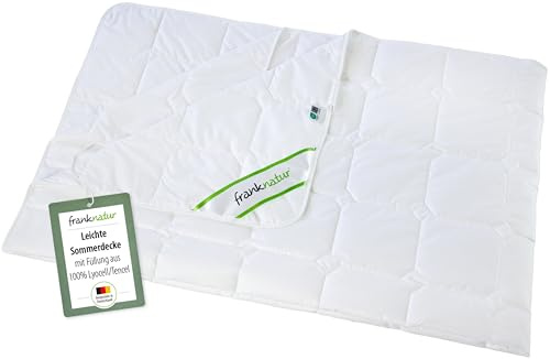 franknatur Lyocell Bettdecke 155x220 cm Tencel Sommerdecke | mit Baumwollbezug, leichte Sommerbettdecke, atmungsaktiv, temperaturausgleichend, waschbar, Oeko-TEX, Allergiker geeignet