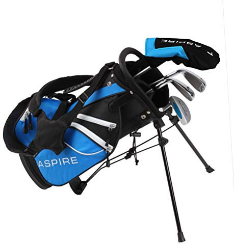 ASPIRE Junior Plus Complete Golf Club Set for Children, Kids - 5 Age Groups Boys and Girls - Right Hand, Real Girls Junior Golf Bag, Kids Golf Clubs Set