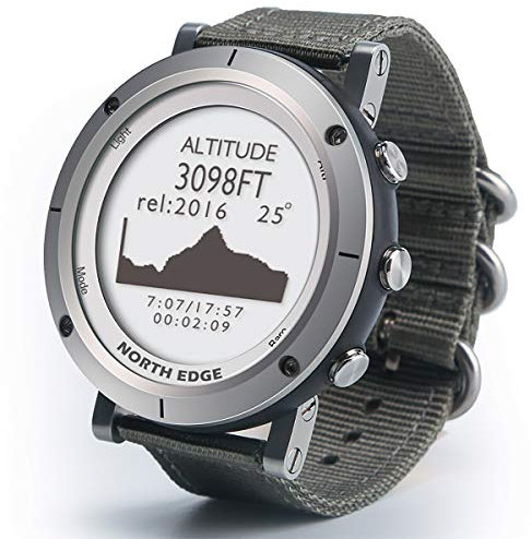 GXLX Multi-function Outdoor Sports Mountaineering Watch Compass Barometer Step Light Sense Heart Rate Meter,Silver