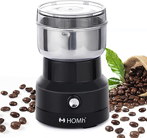 HOMh Electric Coffee Grinder, 150W Fast Grinding with Stainless Steel Blades, 70g Coffee Beans Mill for Dried Spice, Pepper, Grain, Nuts, Herbs