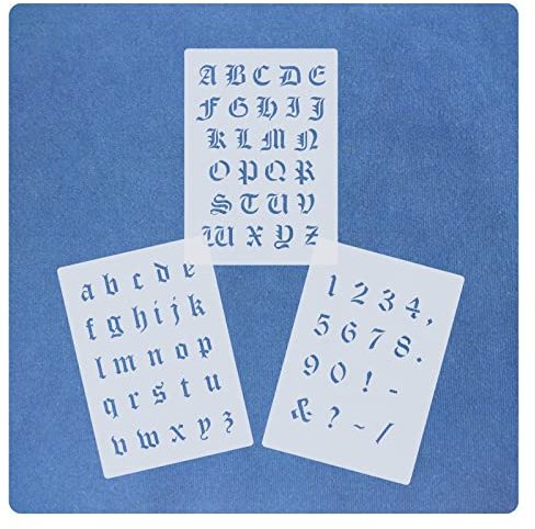 3er Schablonen Set Nr.30 alte Schrift, kleine Schrift und Zahlen-Schablonen ● für Scrapbooking und Grusskarten