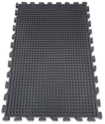 KARAT Establo de goma para caballos, suministros de establo para ganado, alfombrillas de goma, sistema de rompecabezas (120 x 80 x 2 cm)