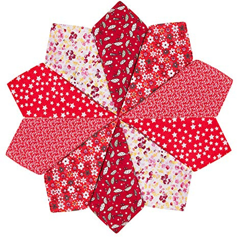 HOULIFE Ladies 100% 60S Cotton Handkerchiefs Womens Soft Vintage Red Floral Print Hankies for Girls Wedding Party Mother’s Day Gift, 5/10 Pieces, 36x36cm