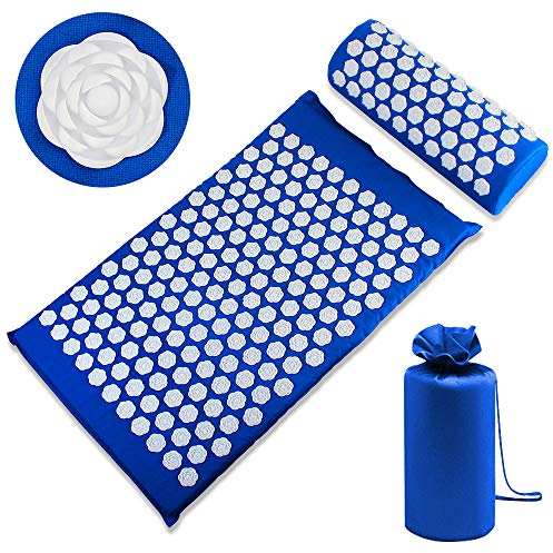 SZSMD Akupressurmatte und Akupressurkissen-Set, Akupressurkissen und Tasche,Akupressurkissen zur Erleichterung der Kopf-Nackenschmerzen,Spike Massagematte zur Durchblutung,Kommt mit Tragetasche